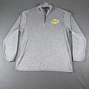 Ultra Game Los Angeles Lakers Shirt‎ Mens 2XL Gray 1/4 Zip Mock Neck NBA